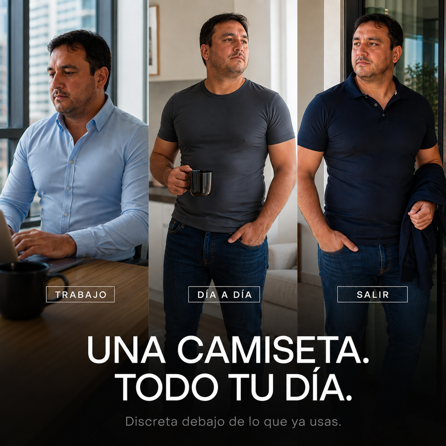 Hombre usando PechoFit Pro bajo su ropa
